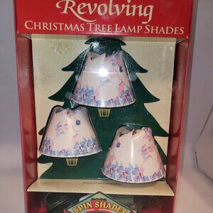 Spin Shades * Vintage Revolving Christmas Tree Lamp Shades * Santa Clause